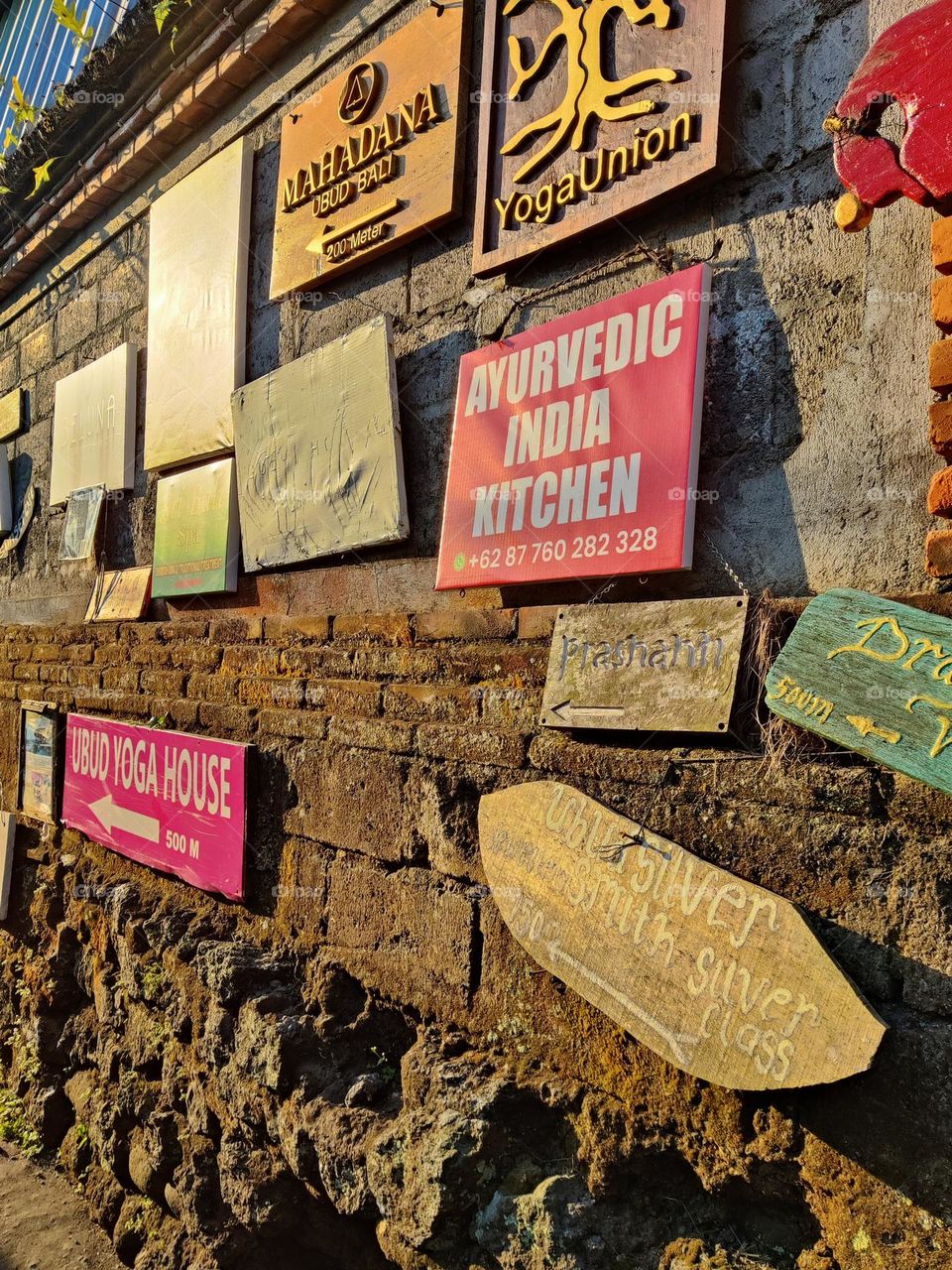 Signboards towards the rice paddy fields