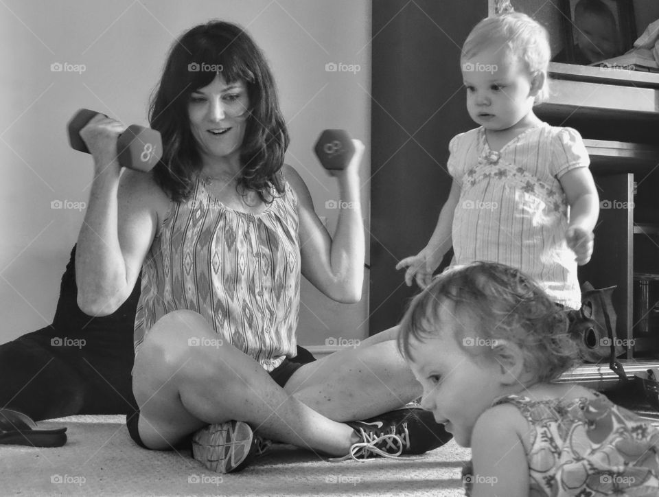 Beautiful Mother And Twin Girls