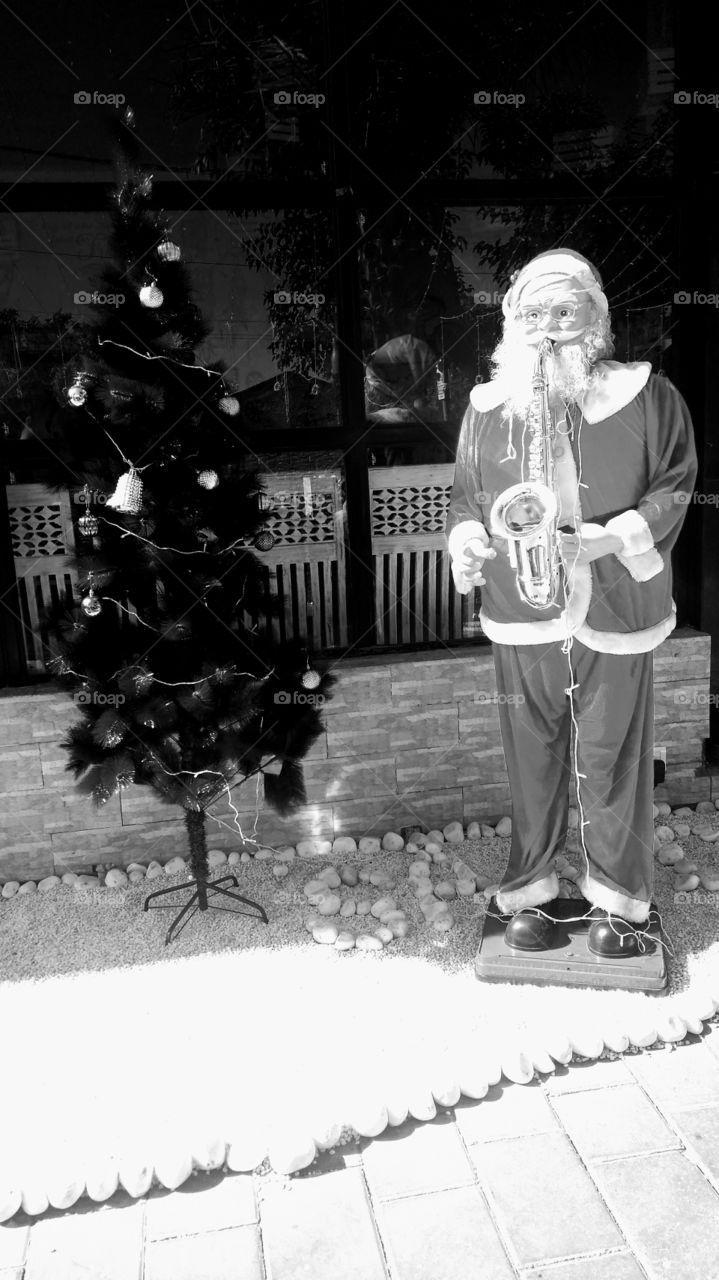 Black and White Santa Decor