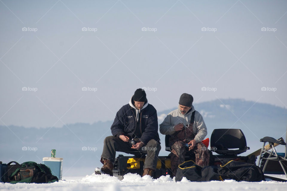 Ice fishing on Lake Winnepesaukee