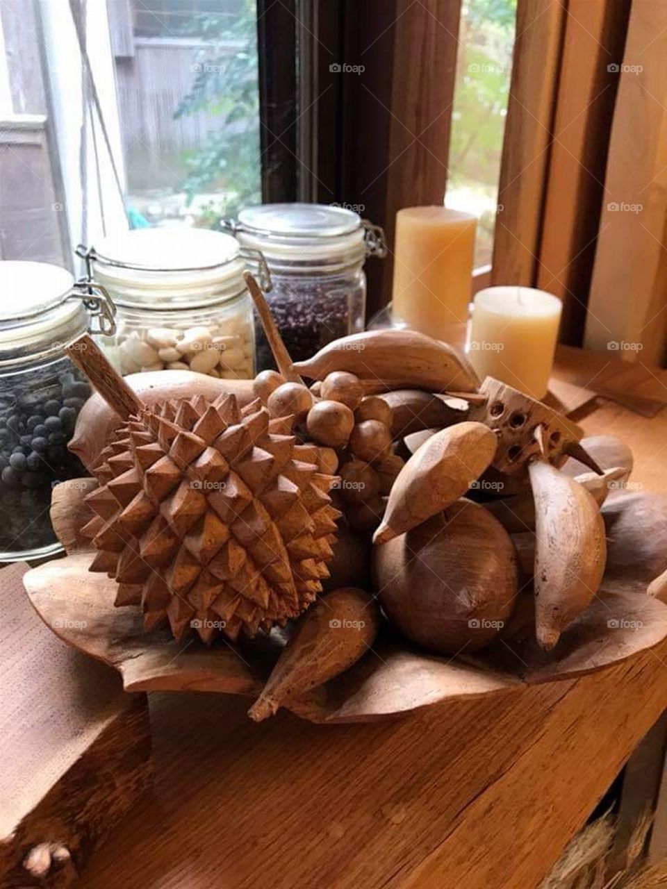 Carved Wooden Fruits.