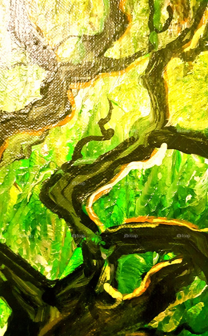 Oak Tree painting close up
