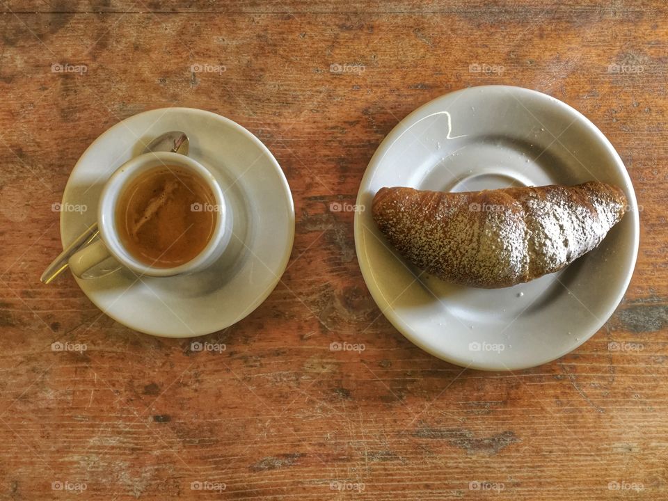 A good espresso and a tasty croissant
