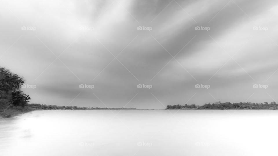 Beautiful monochromatic view of riverside