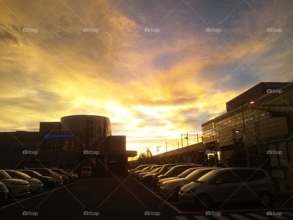 Sunset. Beautiful sunset observed from a parking lot on my way home from work.