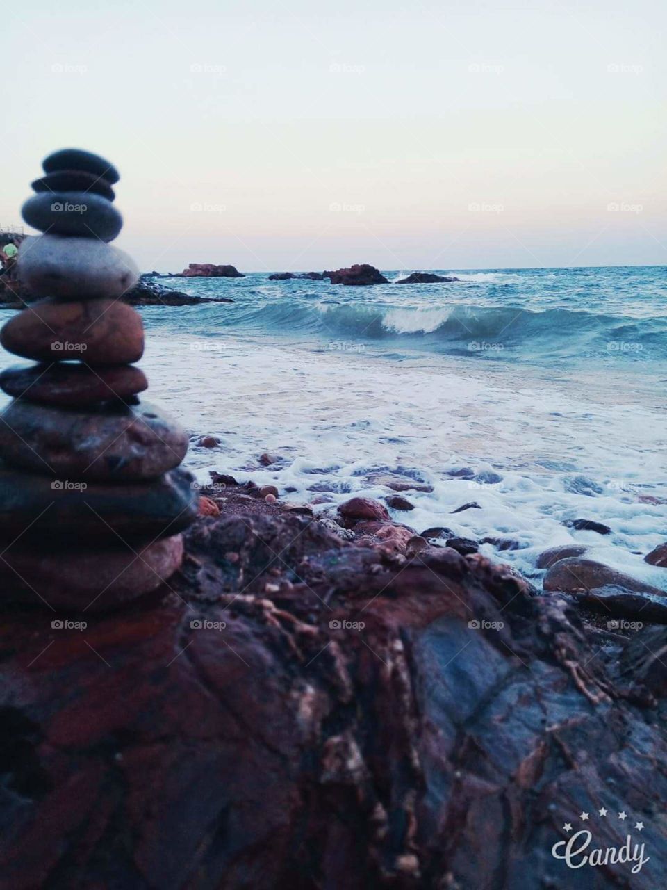 water, beach, I love water, small rock