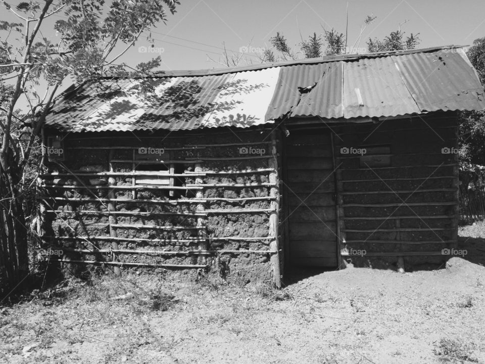 Adobe house, small town 