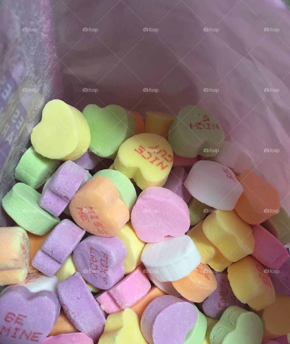 Traditional multicolored Valentine's Day candy
