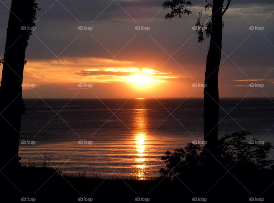 Sunset at lake michigan