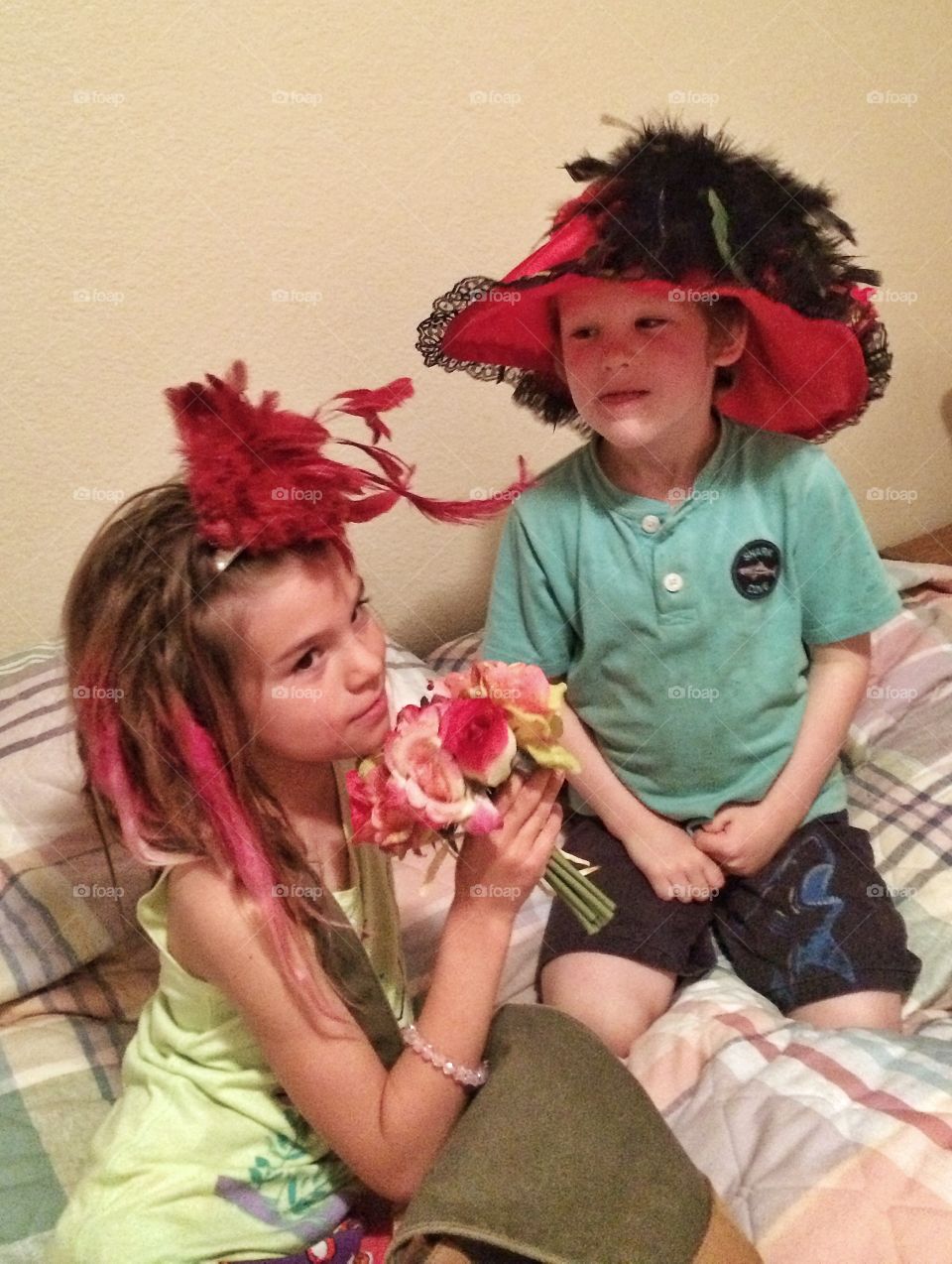 Boy And Girl Playing Dress Up
