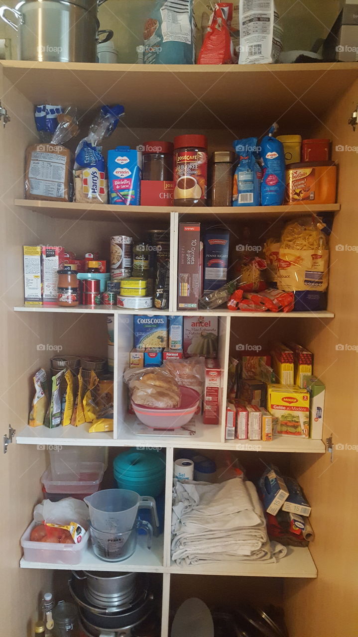lots of food in a closet