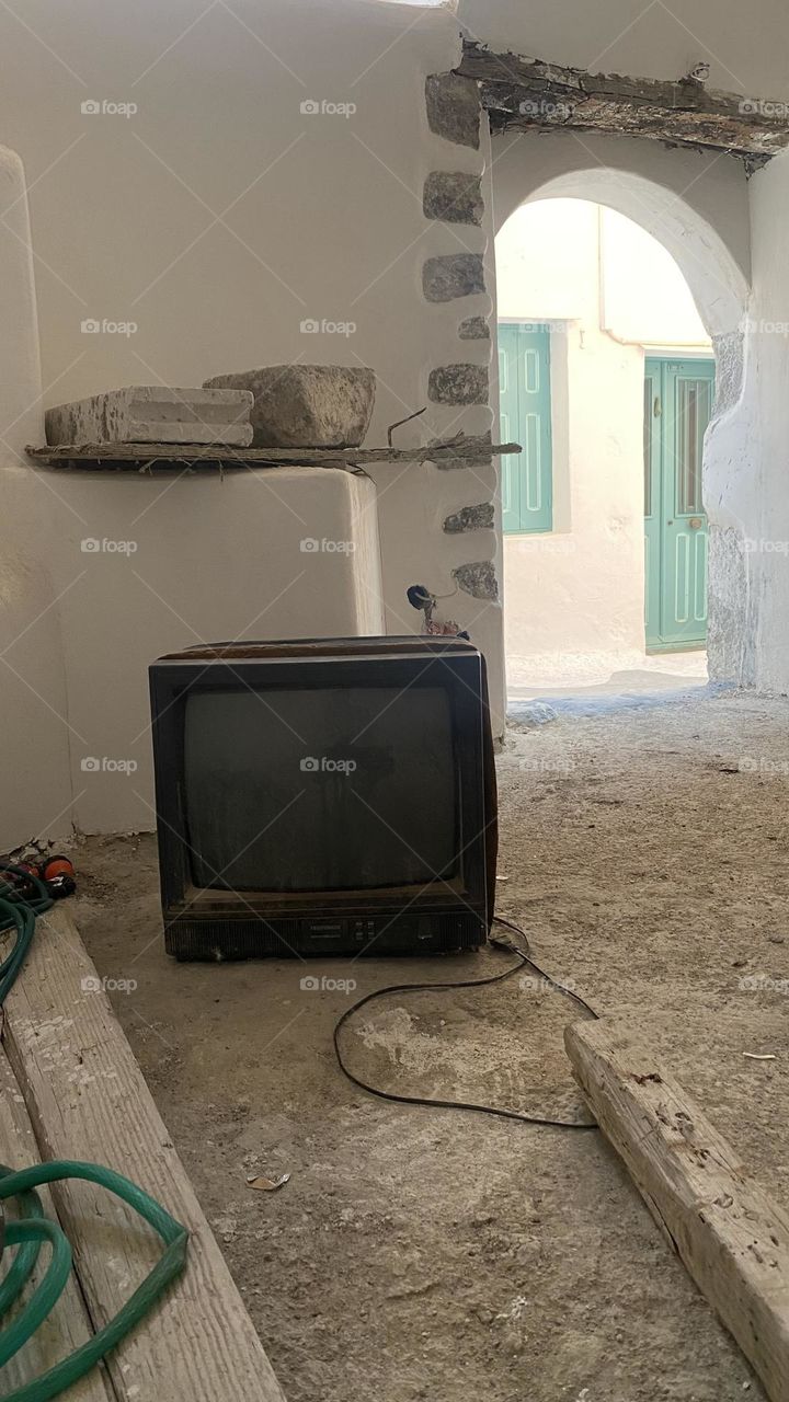 Old tv in a abandoned house 