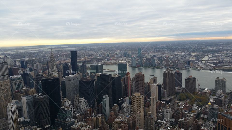 new york city at dawn. view of NYC from the empire state building