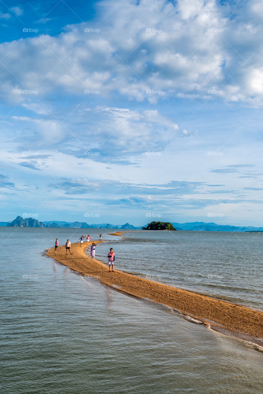 Beautiful unseen scene of long pier in sea at Thailand