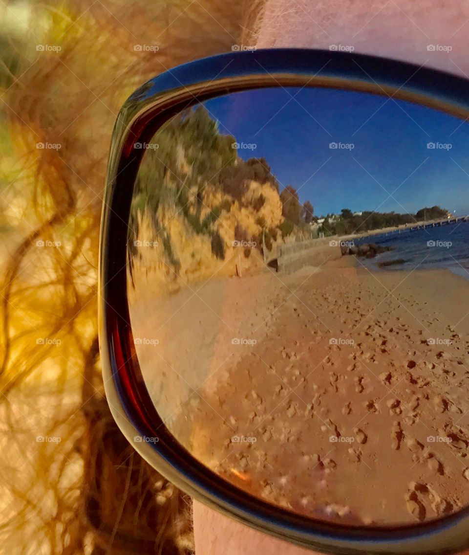 Mirror Reflections in the Sunglasses on the beach. Sorrento Victoria 