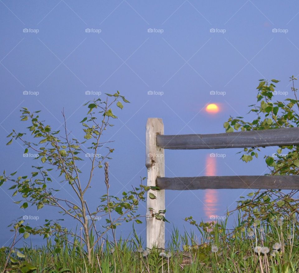 Full Moon Rising Over Lake Michigan.  June 5th 2020