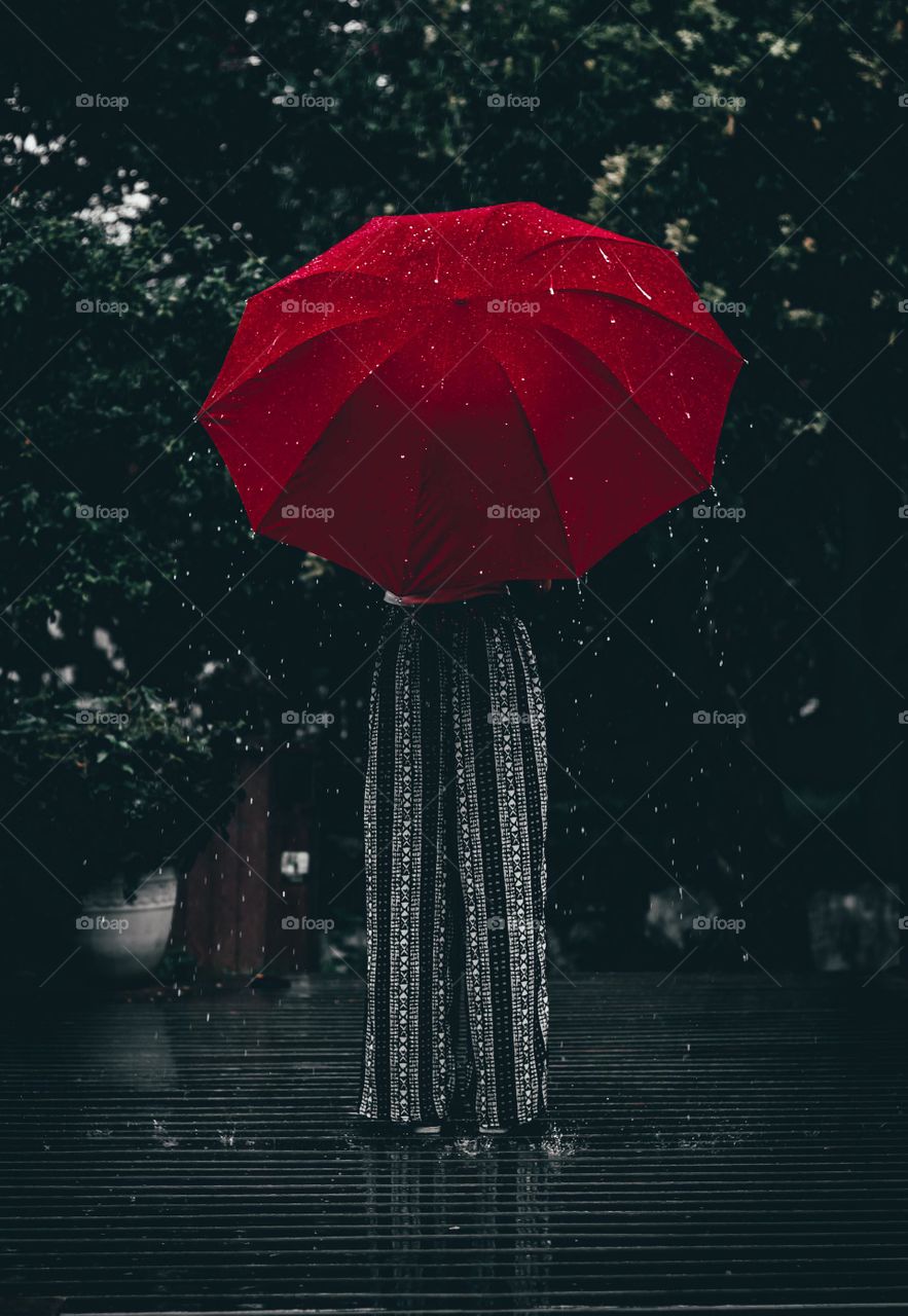 Umbrella red color with black mood
