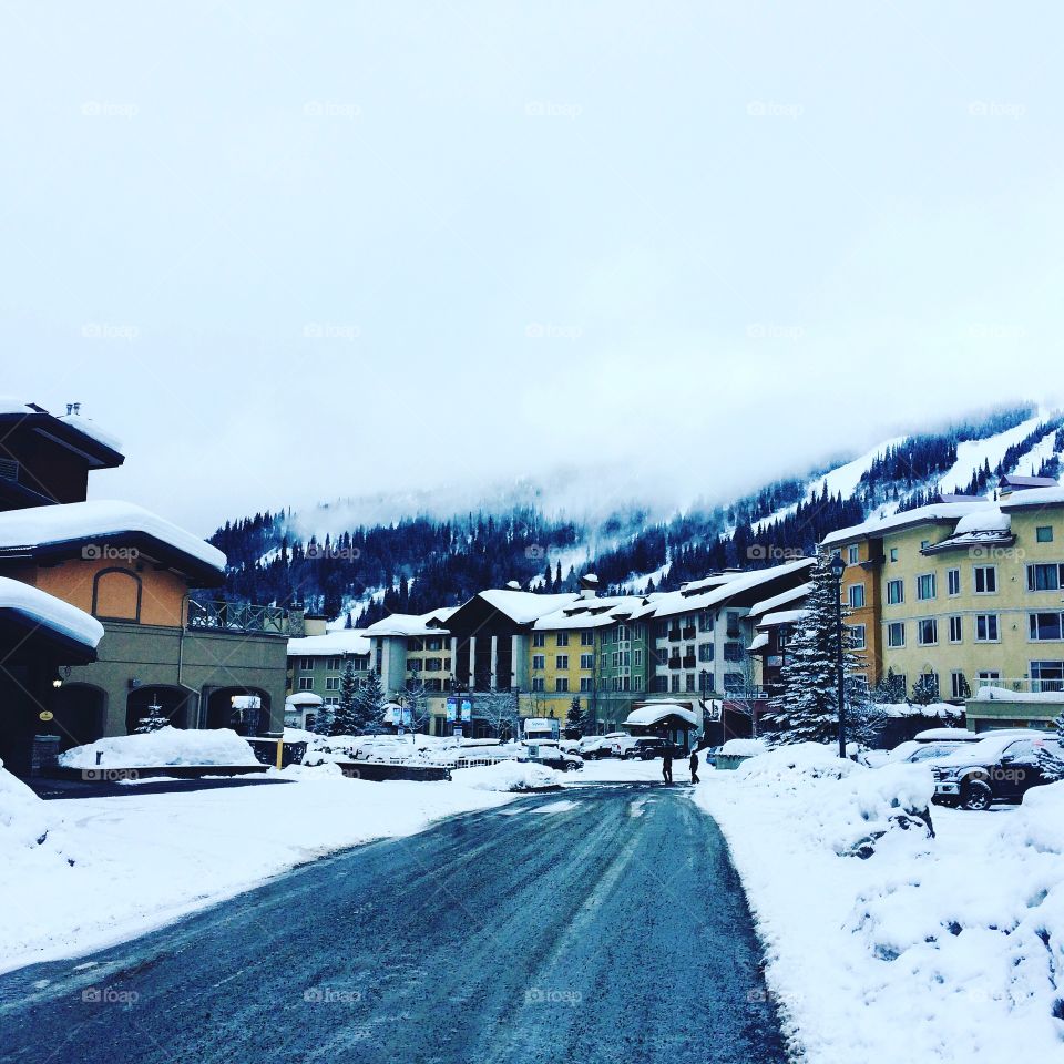 Cloudy day at sun Peaks ski resort! 