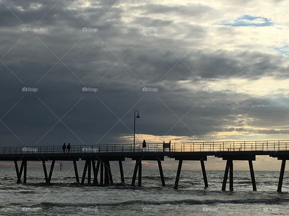 Glenelg pier in Adelaide evening silhouette 