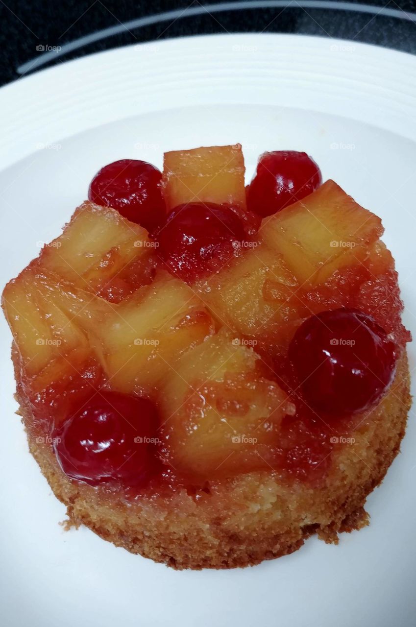 mini pineapple upside down cake with cherries