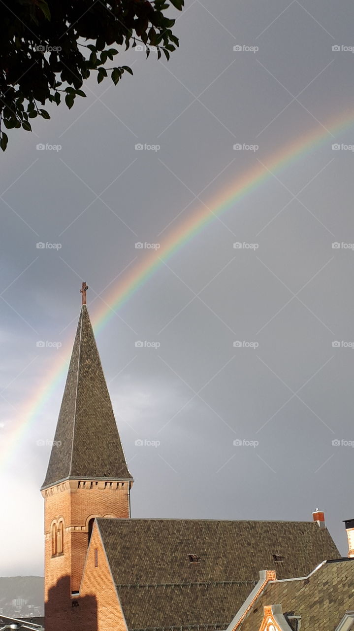 Rainbow over the church
