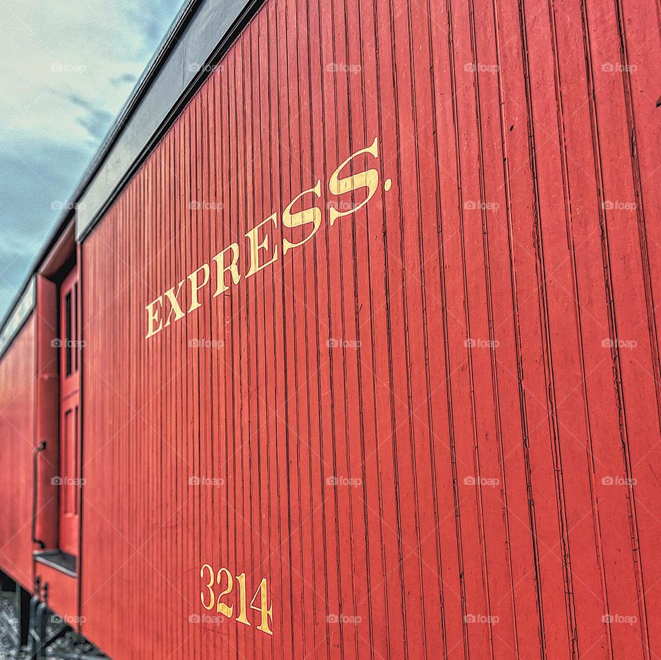 Express train car, red caboose train car, Strasburg Railway, Pennsylvania Railroad, riding on a train, red train car on the tracks 