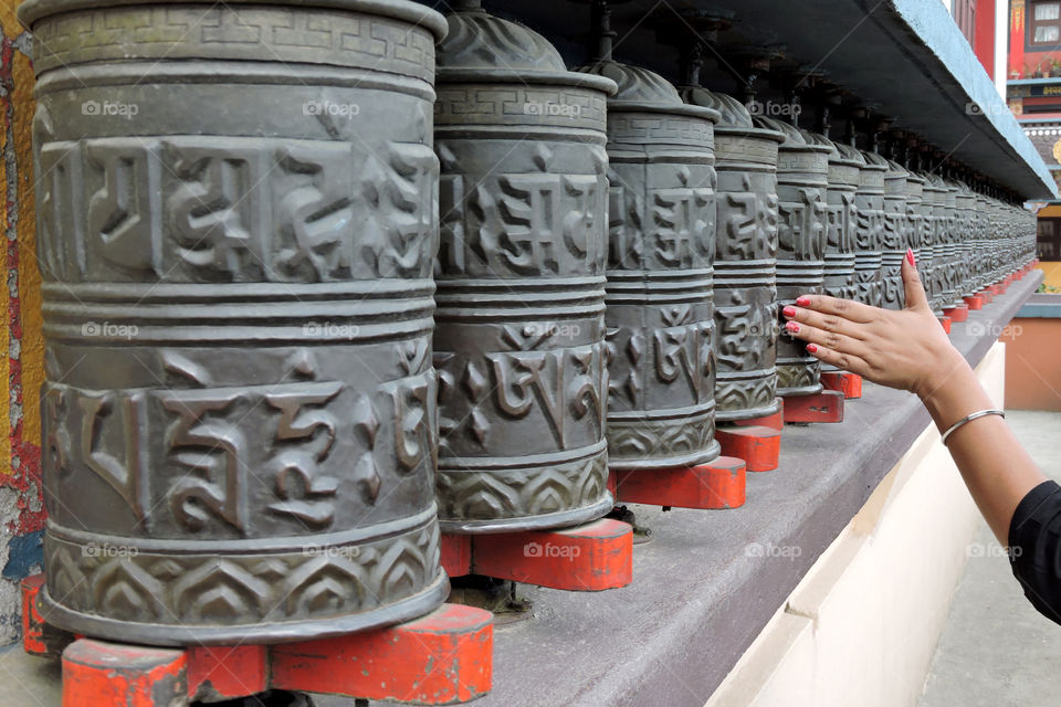 Buddhist prayer wheels