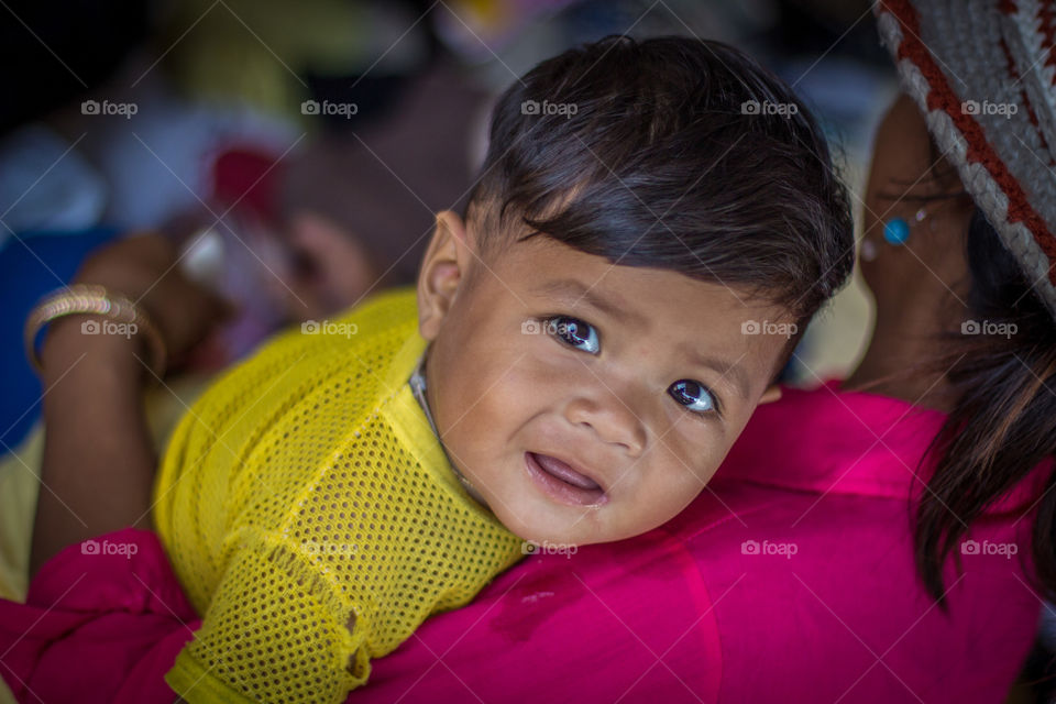 Colorful child at the market