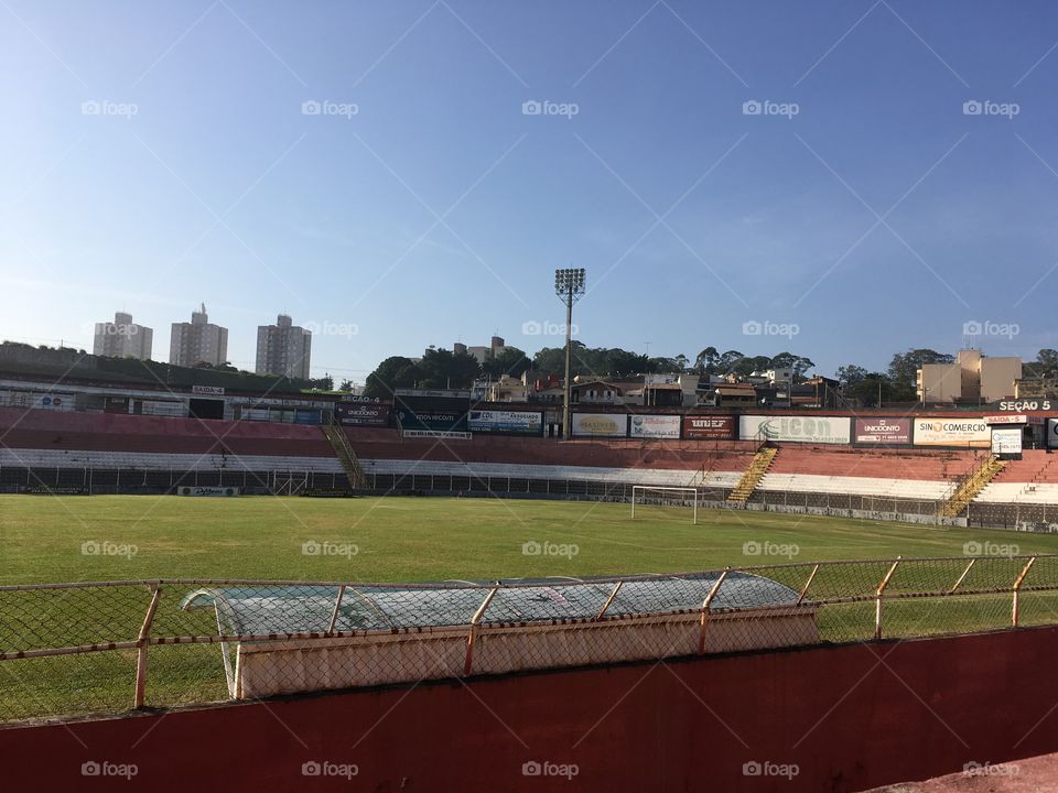 Estádio Jayme Cintra - Jundiaí/SP. Tudo pronto para mais uma partida de futebol. Jogarão aqui: Paulista x Flamengo de Guarulhos. 