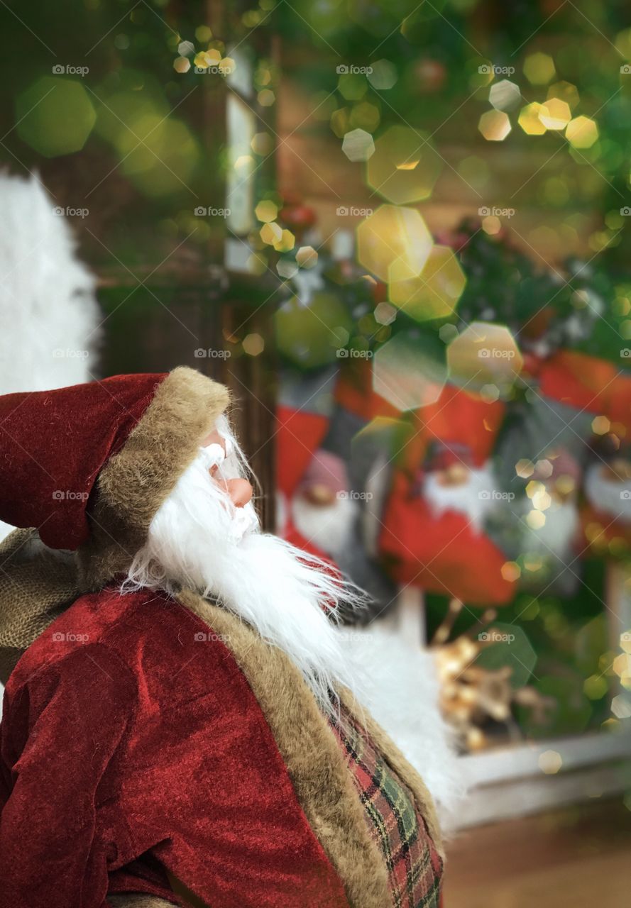 Christmas Santa Clause on the blurred background 
