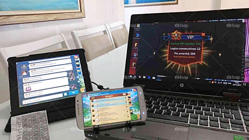 Desk with cell phone, iPad and notebook 