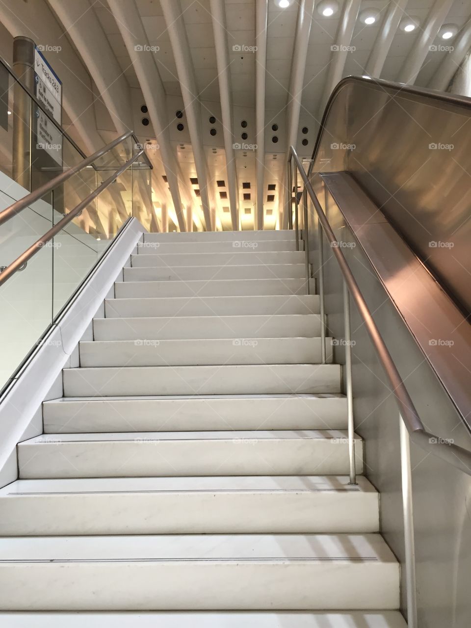 Stairs and escalators to World Trade Center subway entrance