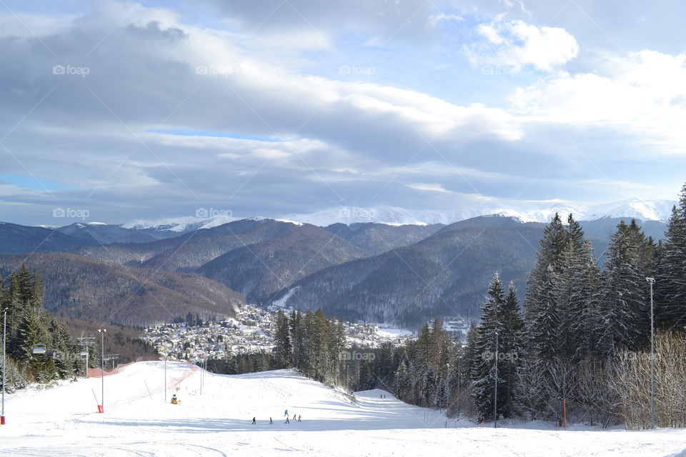 High angle view of ski slope