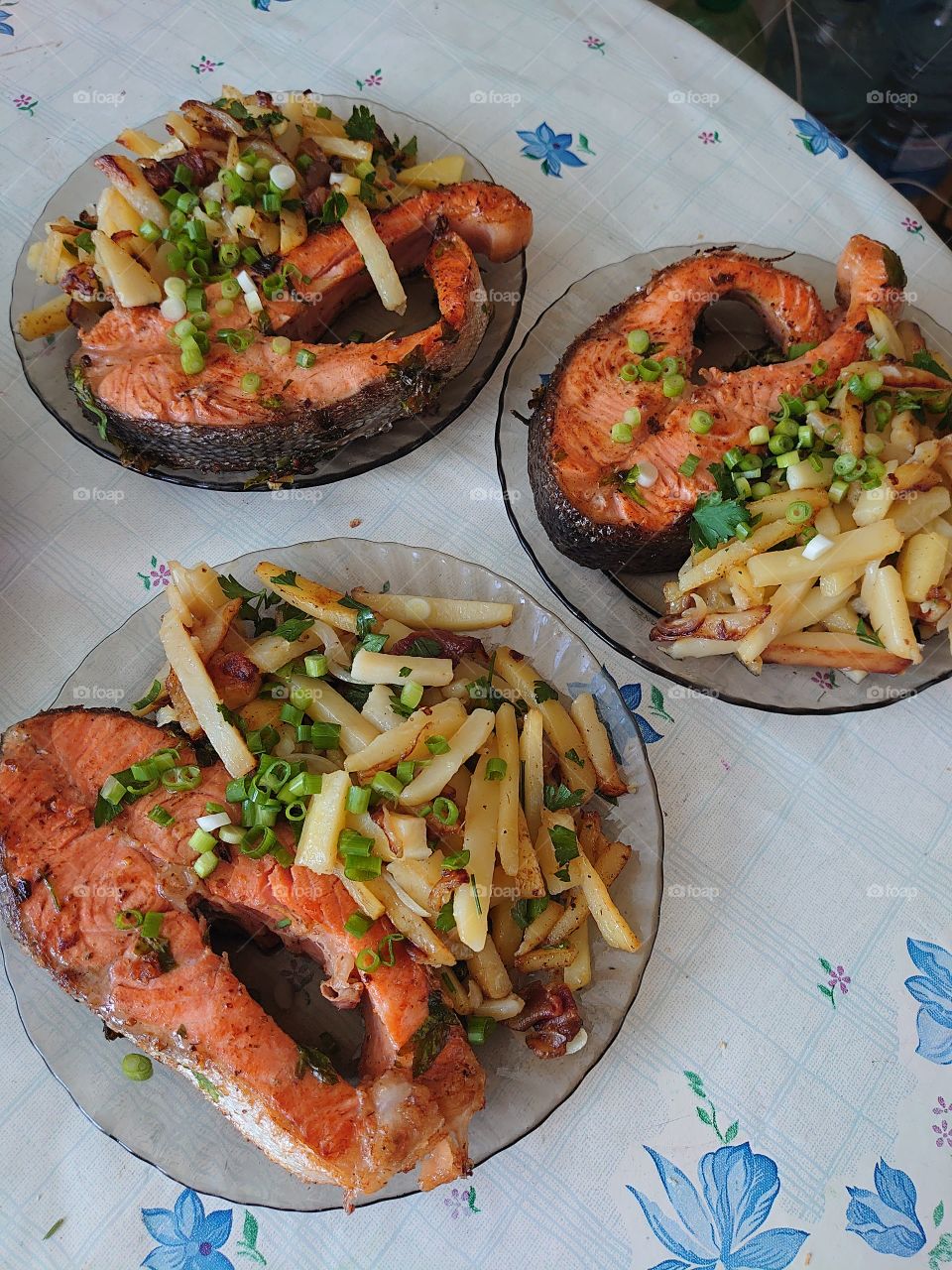 Cooking home, baked trout