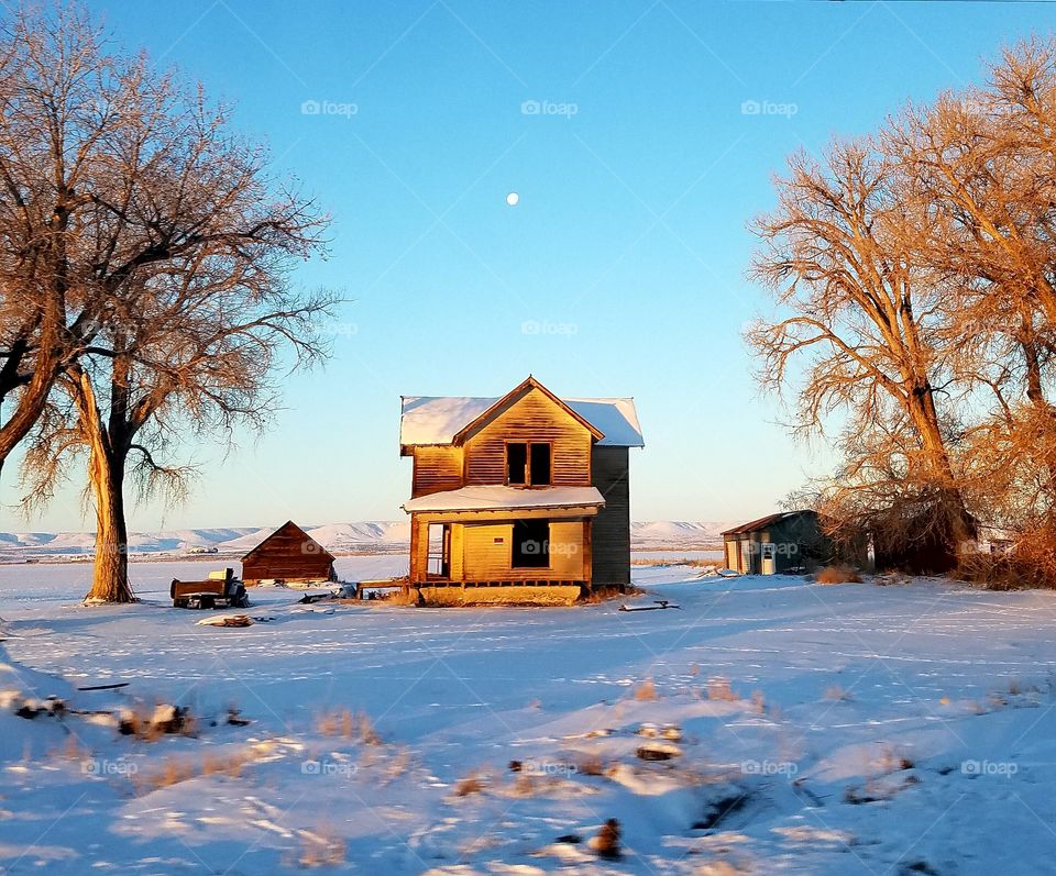snowy moon house
