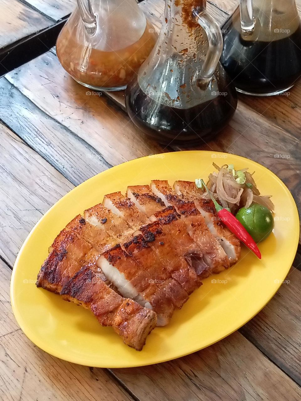 freshly grilled pork belly