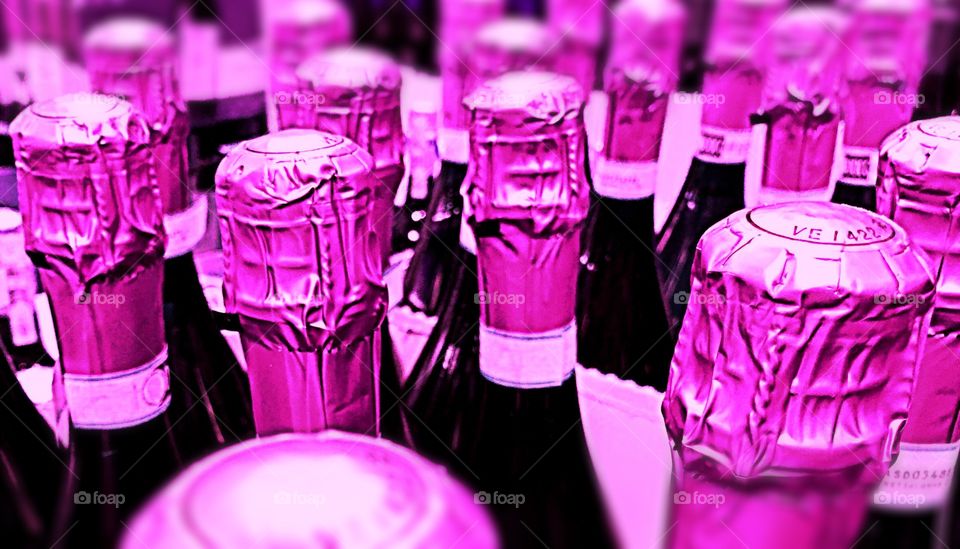 Purple champagne bottles
