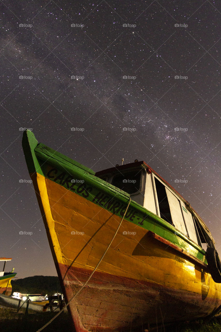 Night photography - starry night. Ilha do Mel Parana Brazil.