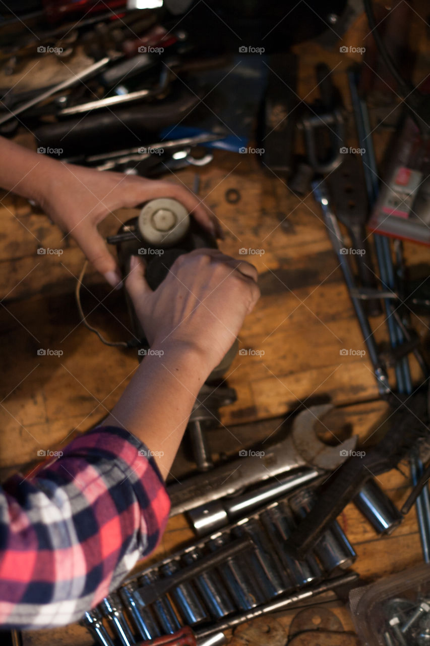 Working in the garage