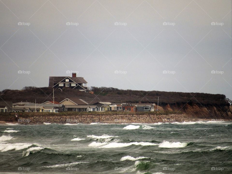 New York, Long Island, East Hampton, Beach, Water, Panoramic View, Sky, Windy, house,