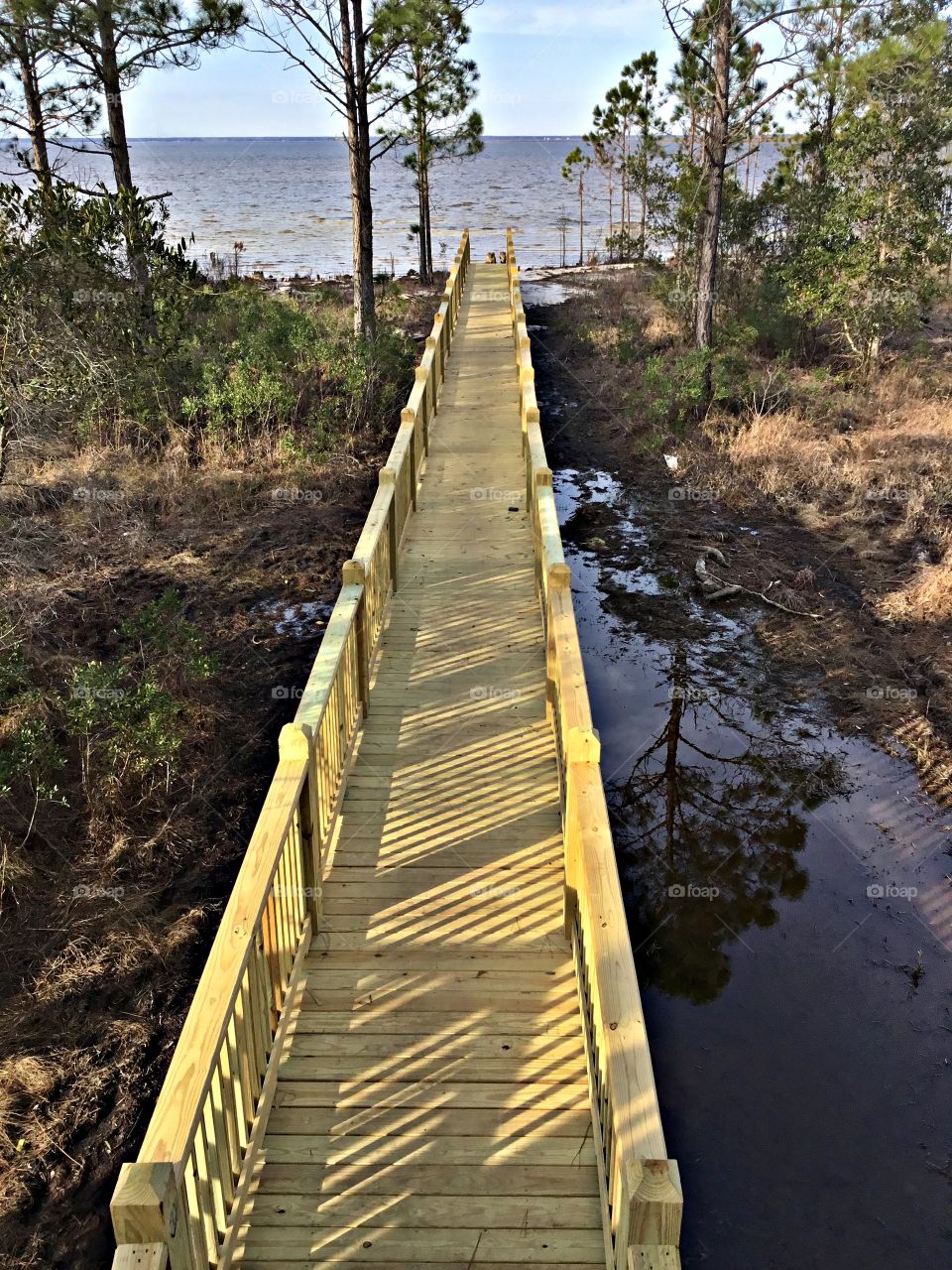 
Symmetry - The planked walkway from the house to the bay offers a charm that only wood can bestow, from weathered sand & sea styles to polished modern renditions