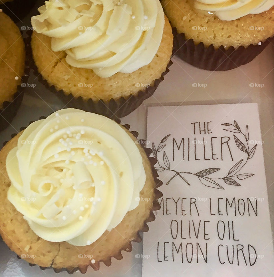 The Miller, amazing Meyer lemon frosting topping olive oil cake and filled with a surprise lemon curd! Nothing says fresh like The Miller! Sonoma County baking at its finest. 