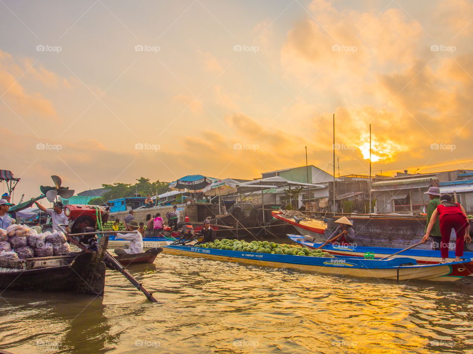Floating market in Can Tho, Vietnam 