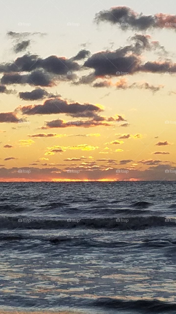 amazing sunset on the ocean beach
