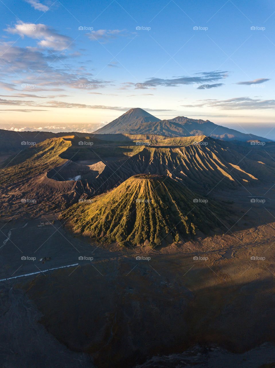 the beauty of Mount Bromo from the drone view, Probolinggo, Indonesia