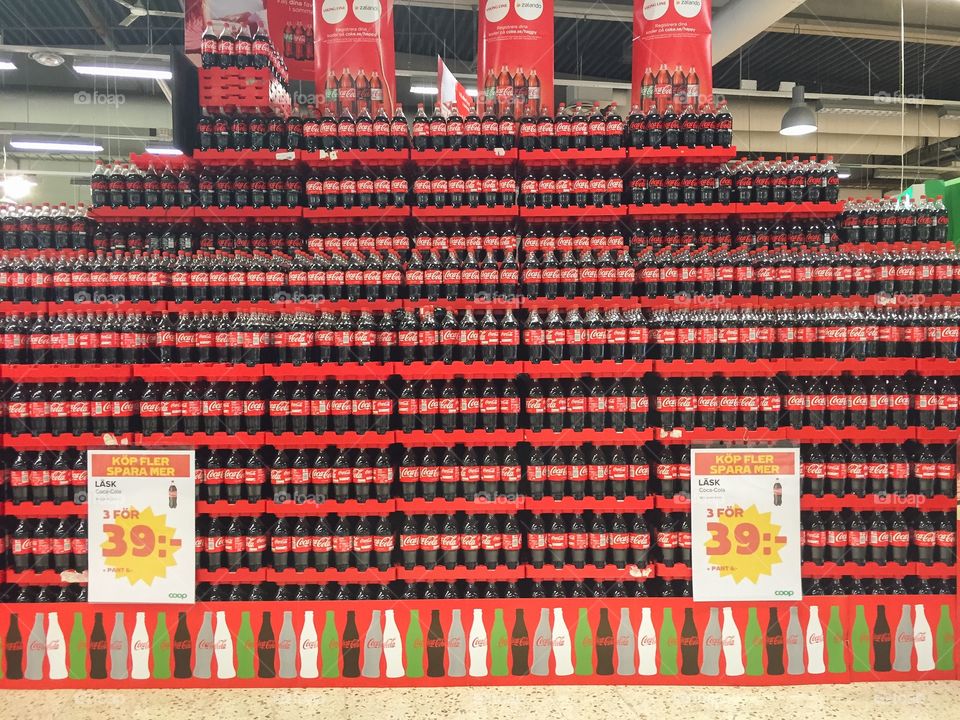 Coca Cola on sale in a local grocery store in Sweden.