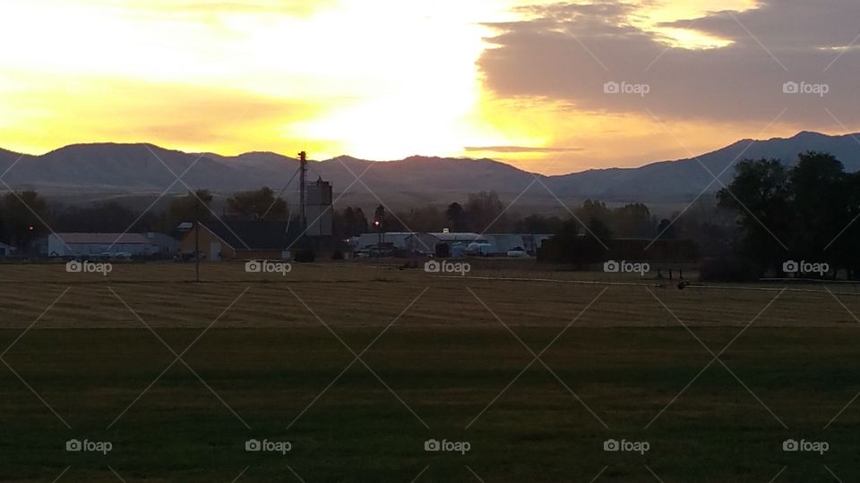 sunrise over Townsend Montana. sunrise over the mountains above Townsend Montana