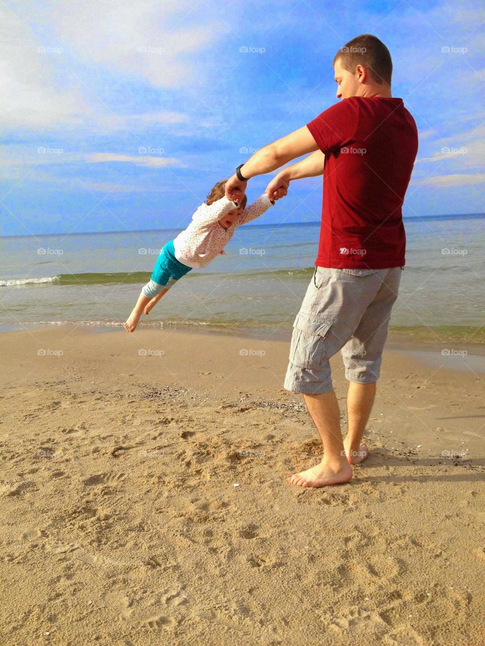 Playing at the beach