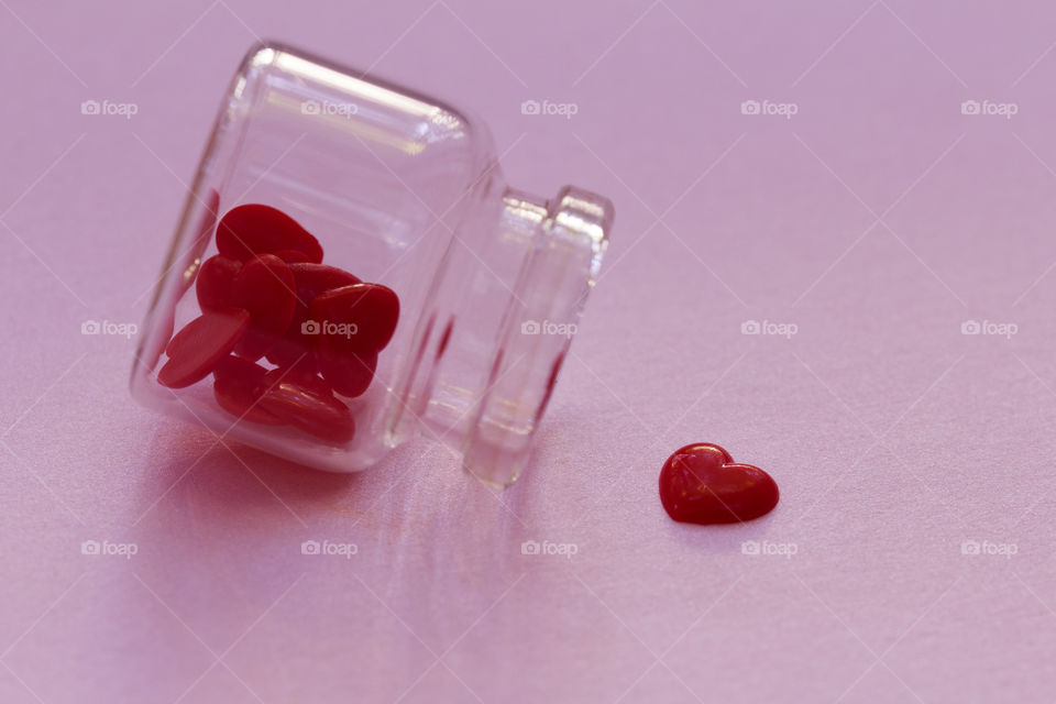 Red heart from bottle glass