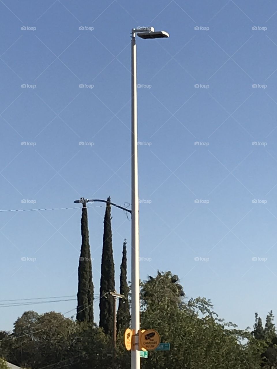 A lamp post at the parking lot.